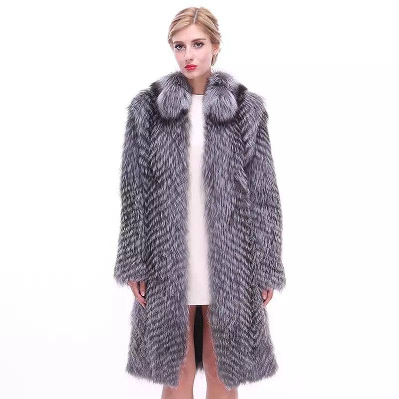 Striped Silver Fox For Coats Plus Size