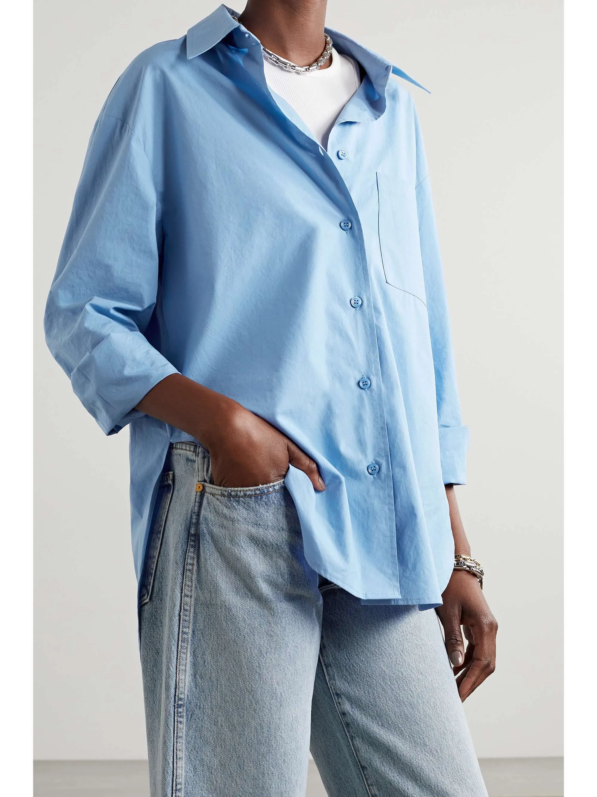 The Frankie Shop  |Long Sleeves Plain Cotton Shirts & Blouses