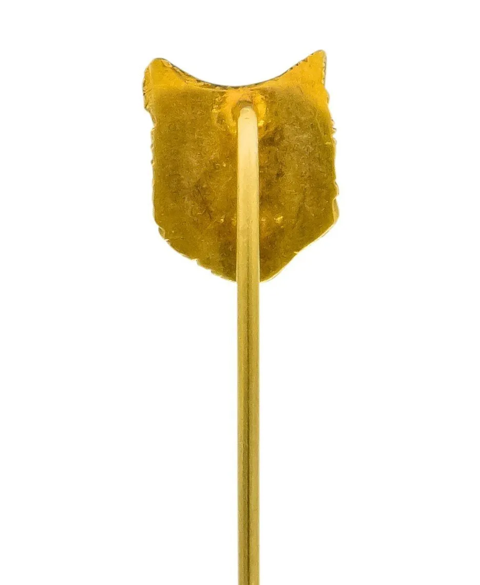 Victorian Diamond 14 Karat Gold Fox Stickpin Circa 1900