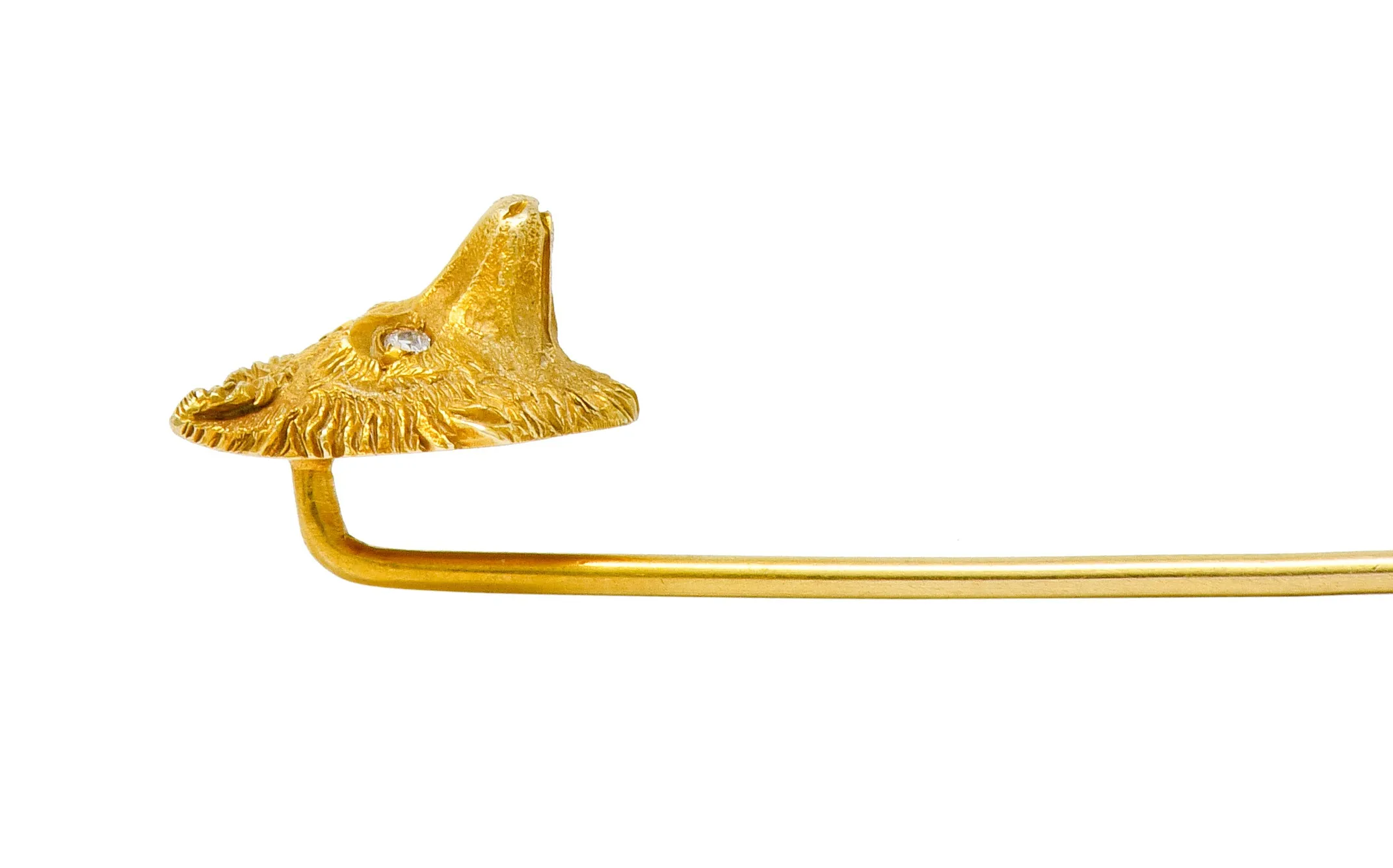 Victorian Diamond 14 Karat Gold Fox Stickpin Circa 1900