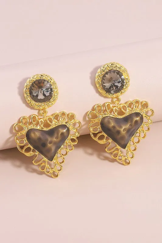 Vintage Heart Drop Earrings